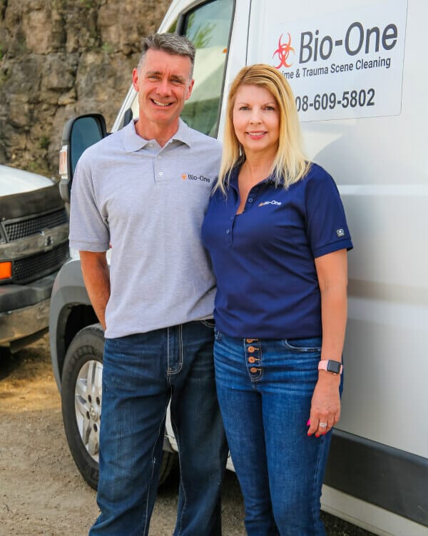 Bio-One of Madison biohazard and decontamination Company Owner, Angela Welbes and David Levin